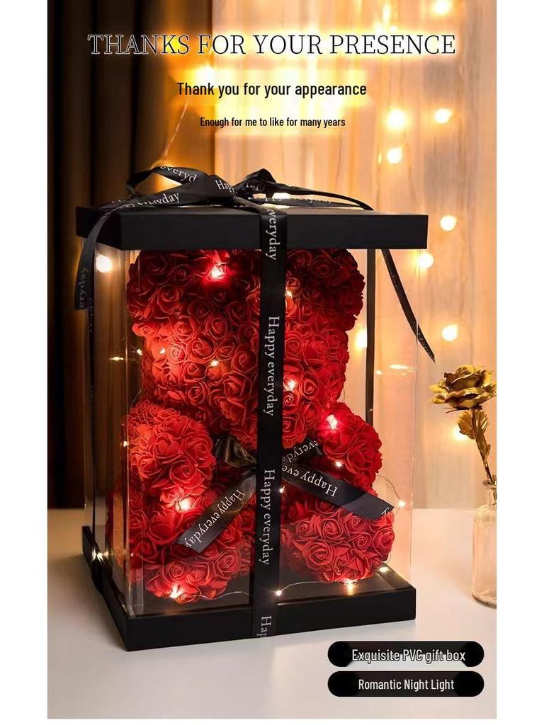 Handmade Everlasting Rose Bear DIY Kit for Valentine's & Qixi Festival