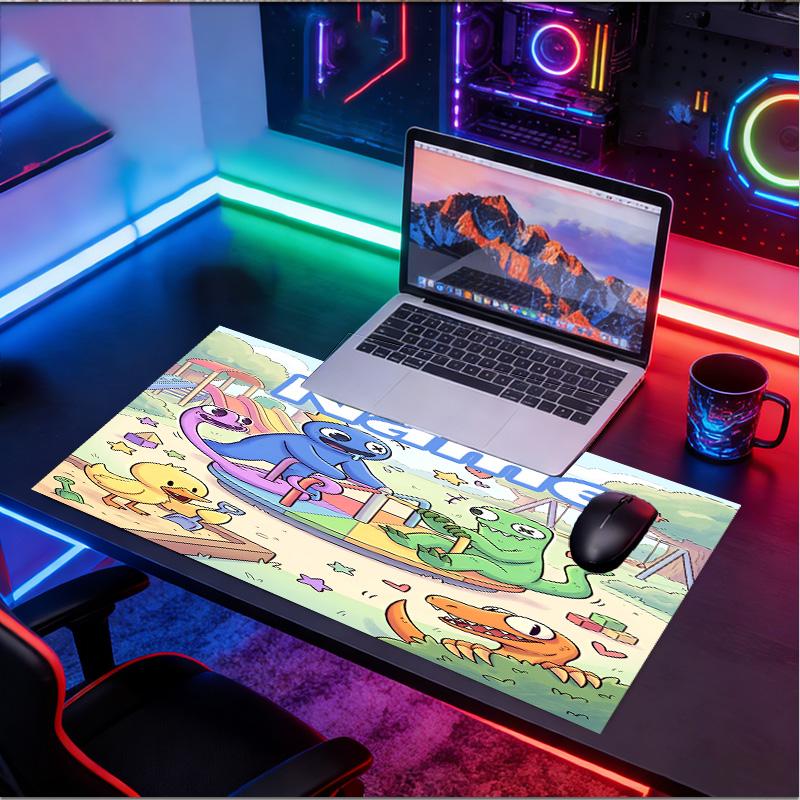 Custom Name Personalized Game Rainbow Friends Pattern Mousepad, Laptop PC Desk Mat, Decorative Desk Mat for Home Keyboard Pad Gift