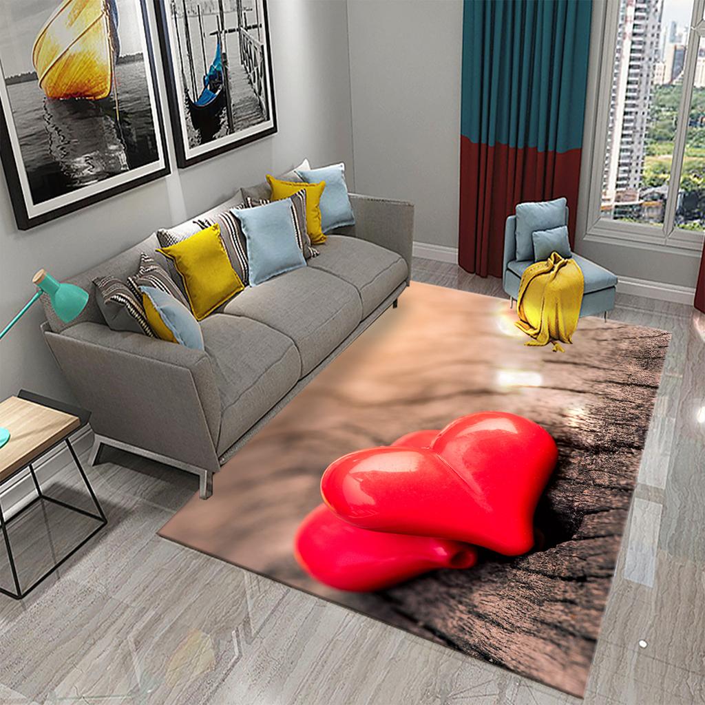 Romantic Love Heart Carpet Valentine's Day Rug Bathroom Anti Slip Floor Mat Living Room Bedroom Entrance Doormat Decor Carpet