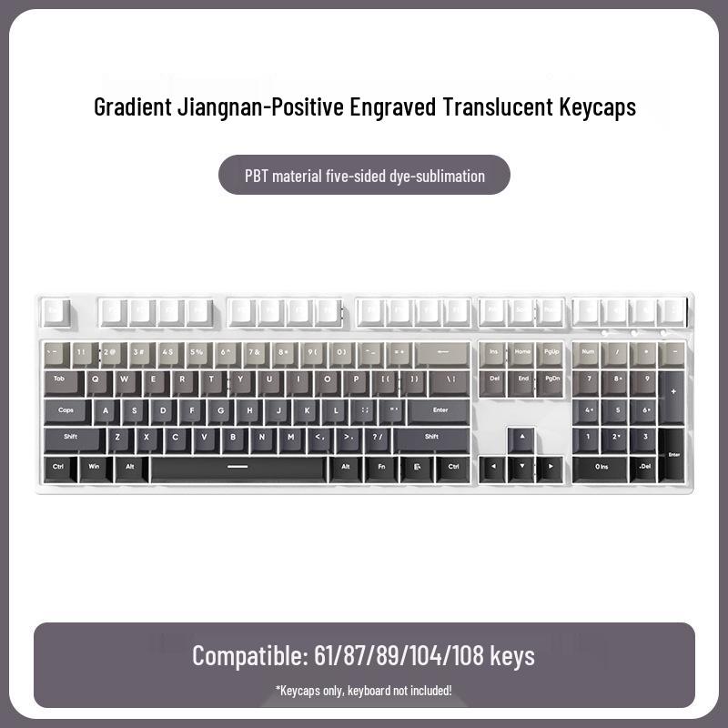 Gradient Color Blush PBT Keycaps, Dye-Sublimated with Engraved Translucent RGB, Fits 108-Key Mechanical Keyboards.