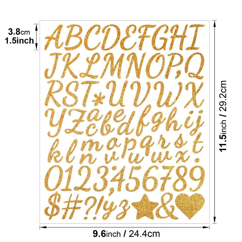 5 Sheets 2/1.5 Inch Alphabet Big Letter Stickers Shiny Silver Letter Number Sticker  Scrapbook