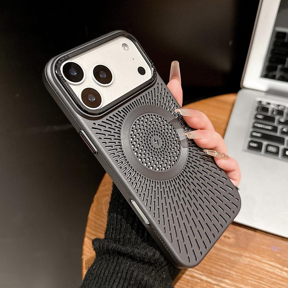 Luxury Cooling Heat Dissipation Hollow Case For iPhone 17 15 14 13 16 12 Pro Max Plus 17Pro 17 For MagSafe Magnetic Matte Cover