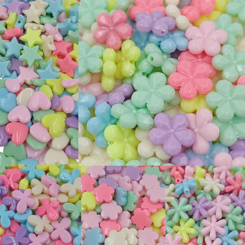Spacer Beads Flower Beads For Making Jewelry Multicolor Blingbling Acrylic 20pcs Charms Heart-Shaped Colorful DIY Earring Necklace New  Beads