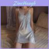 Floral Ice Silk Lingerie Deep V Padded Nightgown For Women Home Sleepwear