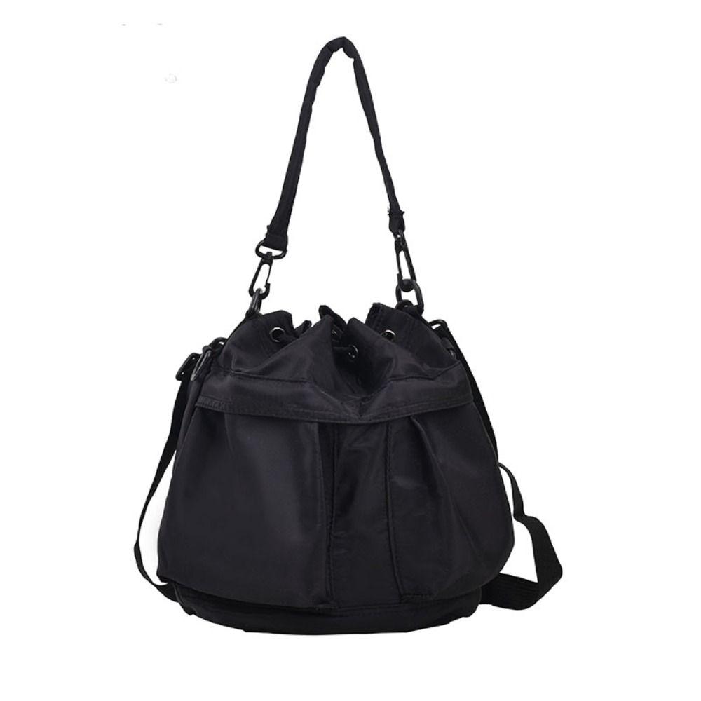 Casual Women Drawstring Bag Portable Solid Color Shoulder Bag Phone Crossbody Purse  Daily Use