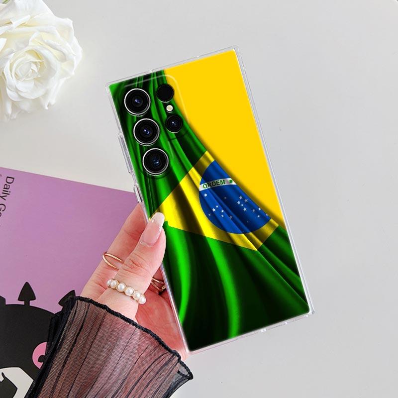Brazil Brazilian Flag Clear Case For Samsung Galaxy S26 S25 S24 S23 Ultra S20 S21 FE S22 Plus S26 Ultra S25FE Soft Phone Cover