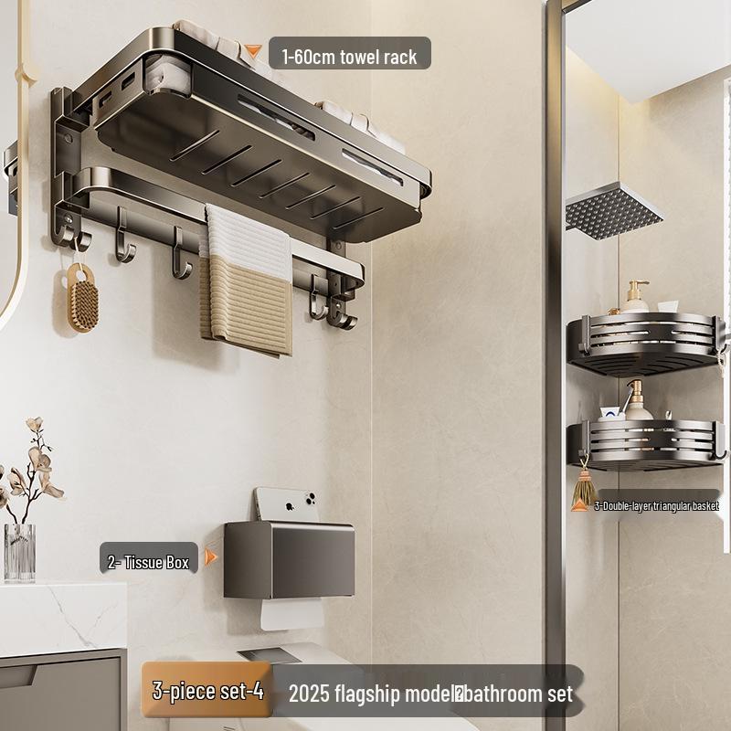 Wandmontierter, faltbarer Badezimmer-Handtuchhalter ohne Bohren