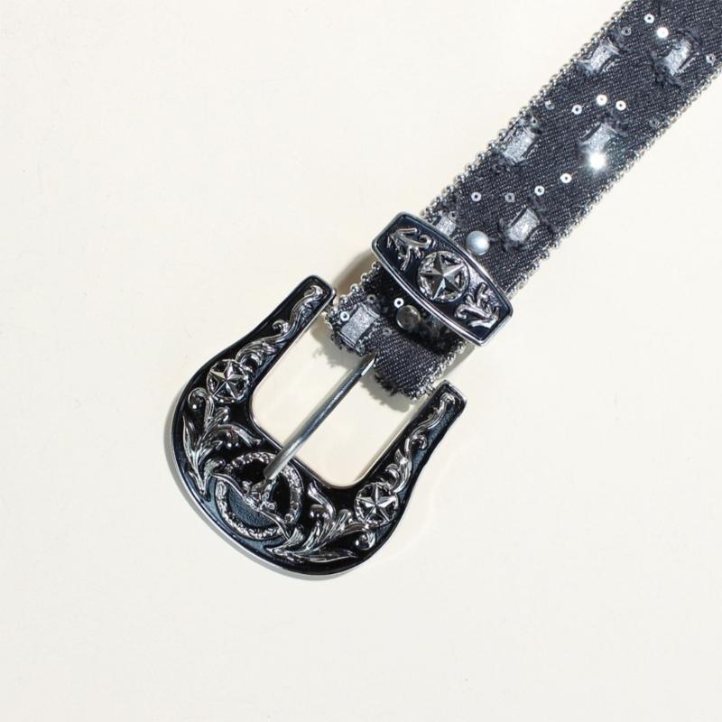 Cintura da Donna Punk Rock Edgy per Jeans Fibbie Charms Pelle PU Cinturino Regolabile