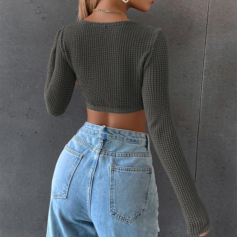Women Square Neck Vintage Solid Sweater Pullovers Casual Long Sleeves Jumpers Autumn Female Slim Kintting Top