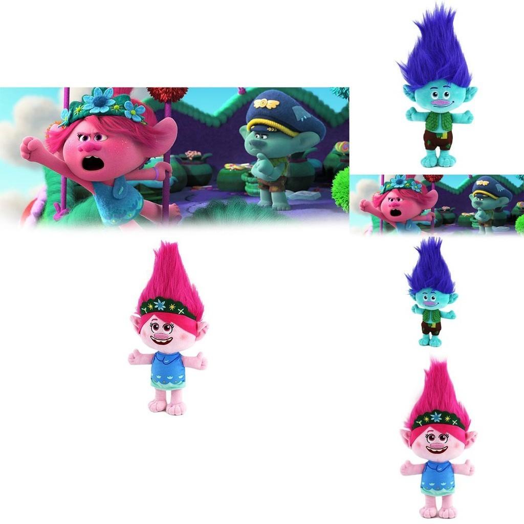 Trolls Band Together Plüschtier Entzückende Zeichentrickfigur 30 cm Höhe Junge mit blauem Haar und Mädchen mit rosa Haar Perfekt für Kinder im Alter von 7-14 Jahren