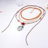 Light Luxury High-end Creative Design Sense Beaded Braided Rope Type Alloy Dripping Flower Pendant Multi-layer Necklace Women