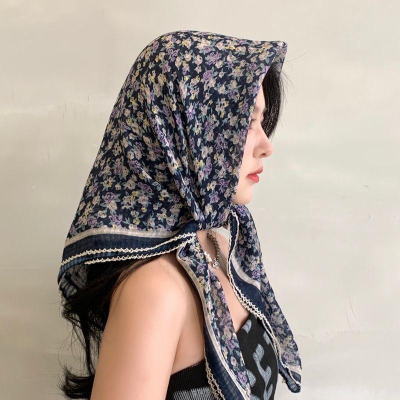 

Хлопковый головной платок для женщин, большой квадратный шарф для волос, мягкие повязки на голову, банданы для сна, размер 90*90 см 90*90cm