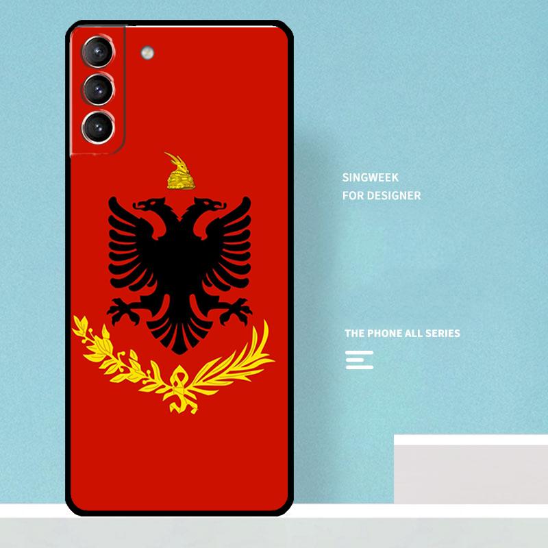 Albania Flag Eagle Case For Samsung Galaxy S25 Ultra S21 S22 S23 S24 Ultra S9 S10 S20 Plus S25 FE Phone Cover