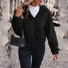 Women's Short-Length Fashion Jacket Fur-Trimmed Soft Hooded Sweatshirt Zip-Up Fleece Jacket Casual Stylish Outerwear