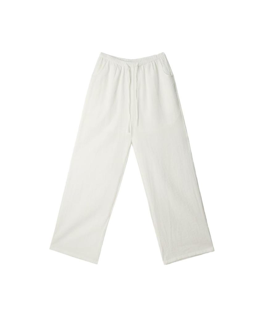 VIKINI VENDER Slush Linen Elastic Waist Wide Pants - White
