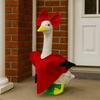 Valentine's Day Porch Goose Outfit Heart-Shaped Costume Red Bow Festive Patio Goose Clothes for 23 Inch Goose Statue Outdoor Lawn Decoration