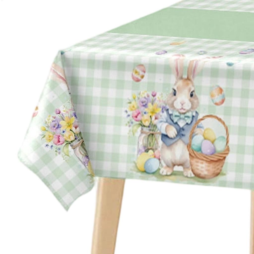 Colorful Easter Eggs Tablecloths Disposable Spring Table Cover Rectangle Table Cover Decorations for Picnic Restaurant Kitchen