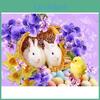 Painting Stitch Cross Easter Diamond Egg Diamond Mosaic Kit Round Diamond Embroidery Chick Flower
