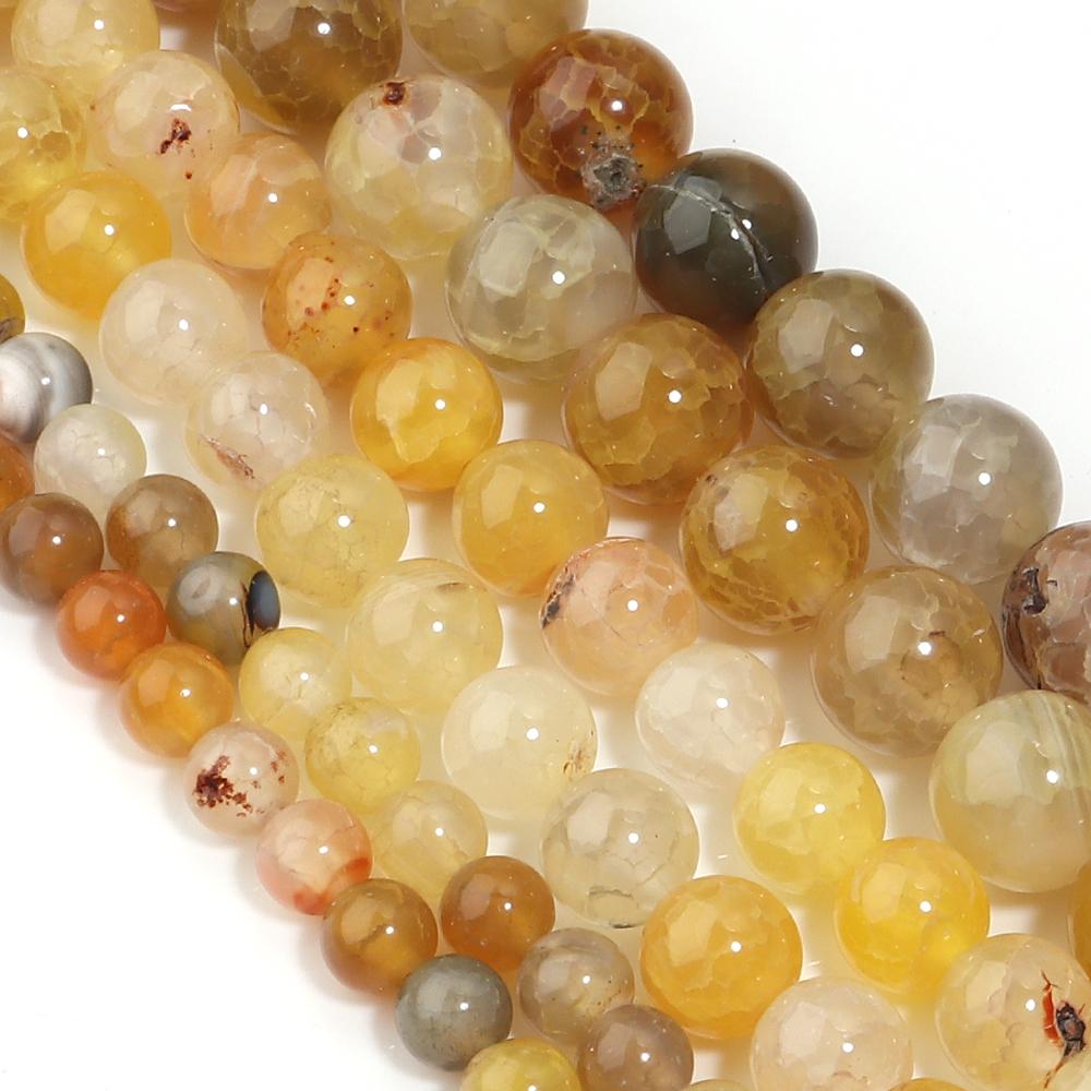 6 8 10mm Natural Stone Yellow Dragon Agate Beads Round Loose Spacer Beads For DIY Jewelry Making Necklace Bracelet Accessories