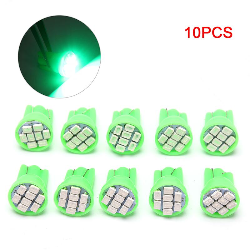 

10 шт. T10 Led W5W автомобильный парковочный фонарь клиновая лампа автоматические индикаторные лампы на приборной панели постоянного тока зелёный