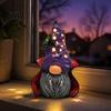 Lighted Halloween Ornaments Vampire Gnome Figurine, Resin Faceless Dwarf Statue with Purple Star Party Supplies Hat And Cape, Spooky Cute Ornament for
