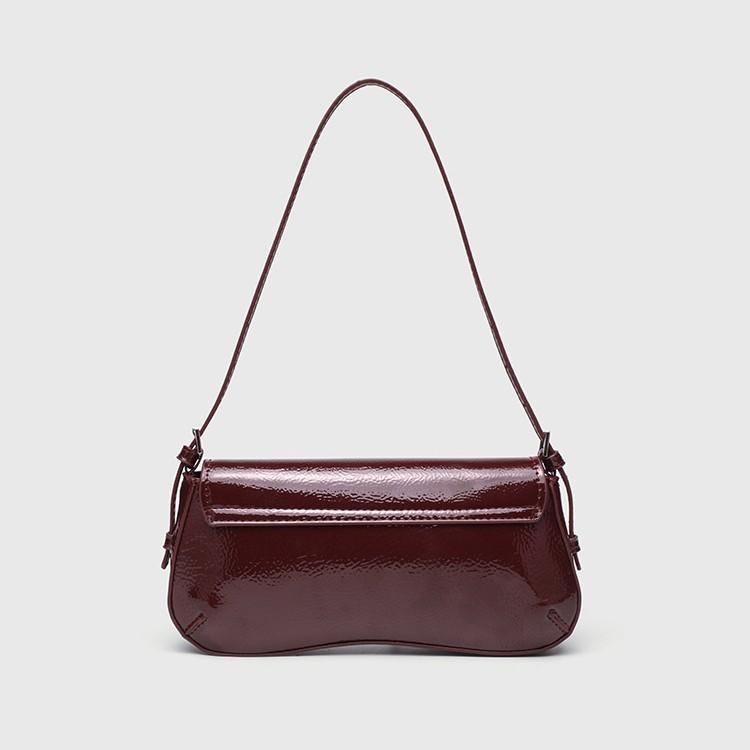 2025 Genți de umăr mici pentru femei din piele lăcuită excelentă, genți baguette stil de marcă, poșetă de mână din PU lucios de înaltă calitate cu logo