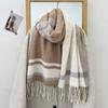 Thickened Women's Cashmere Scarf Korean Style Winter Neck Warmer Fashion Checkered Scarf  Women