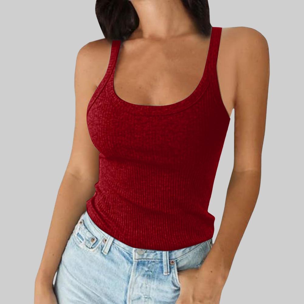 U Neck Tank Top Shoulder Straps Crop Tops Women Summer Camis Solid Color Camisole Fashion Tube Female Sleeveless Cropped Vest Y2K Clothes