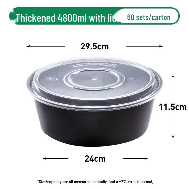 Black Round Disposable Food Containers: Thickened Soup and Fast Food Bowls