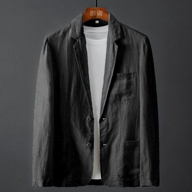 White Linen Suit Coat Men's Spring Summer Pure Color Slim Casual Business Thin Mens Blazer Jacket Comfortable Breathable