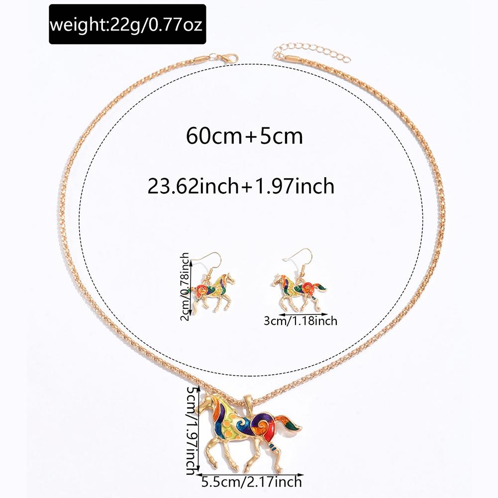 Animal Horses Pendant Necklaces Little Rainbow Horse Jewelry Drops of Oil Glaze Horses Necklace for Teen Girls Horse Lovers