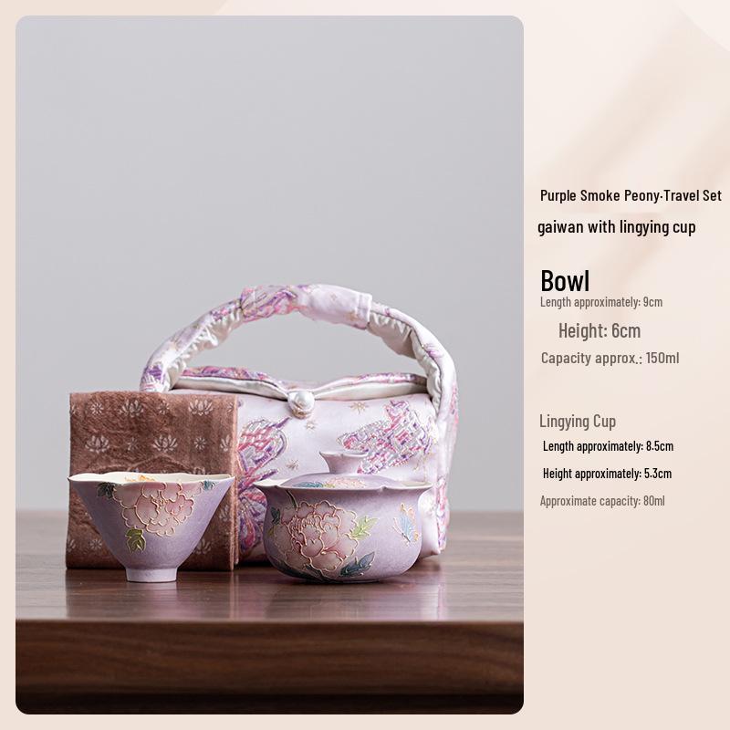 Hand-Painted Peony Ceramic Tea Set: Birthday & Mid-Autumn Gift
