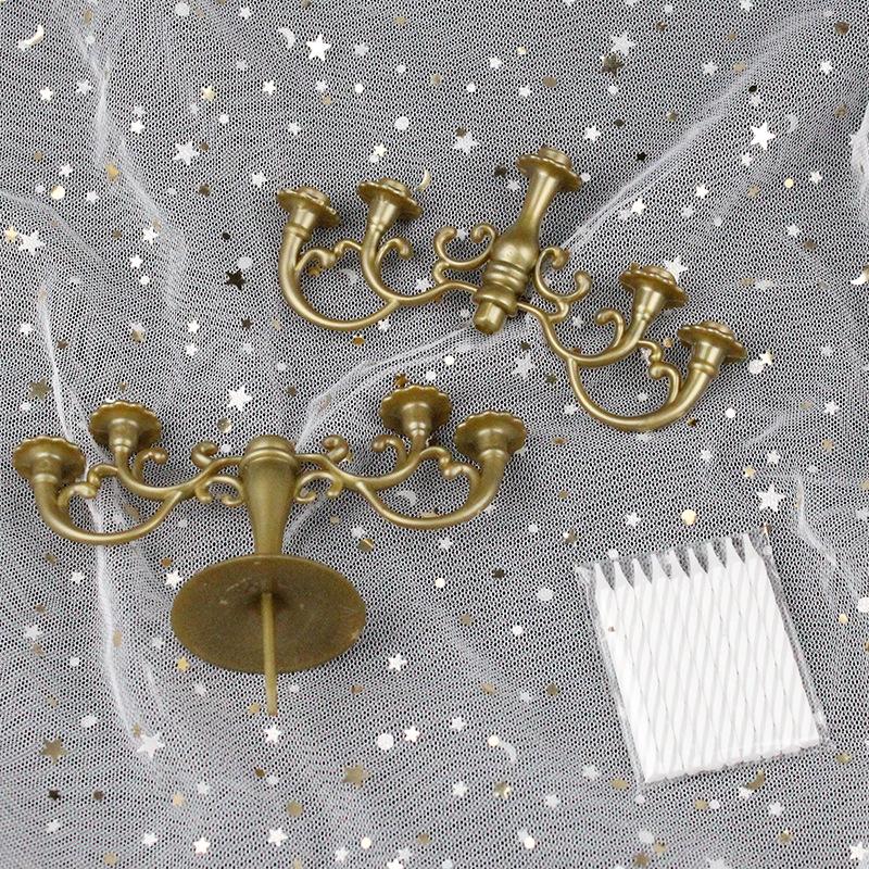 Candle Holder Baked European Romantic Retro Golden Plastic Creative Thread Candle Holder Cake Decoration Ornaments