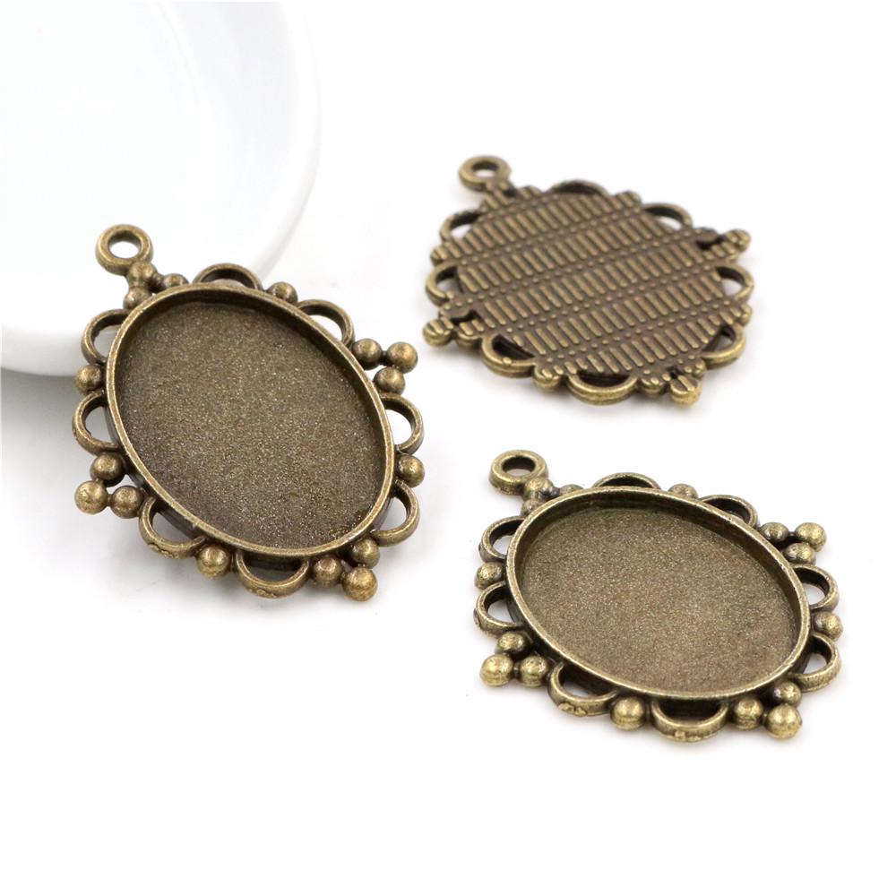 10pcs 18x25mm Inner Size 7 Colors Vintage Style Cameo Cabochon Base Setting Charms Pendant Necklace Findings