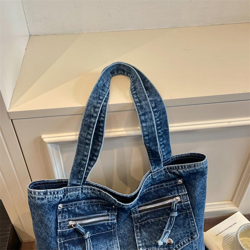 Large Capacity Denim Bag Women's Tote Bag Vintage Shoulder Crossbody Bag