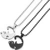 Couple Heart Necklace Cute Cartoon Cat Pendant Necklace Simple Color Black Animal Necklace Jewelry Gift For Girl Boys