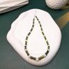 S925 Silver Bamboo-Style Necklace with Natural Olive Jade & Cat's Eye Beads: New Chinese Style for Men & Women