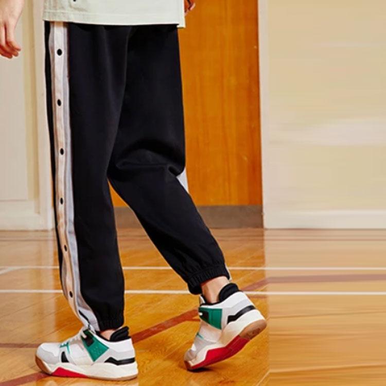 Li-Ning Color Block Button Knit Sports Pants Men Bottoms Black AKLS481-2