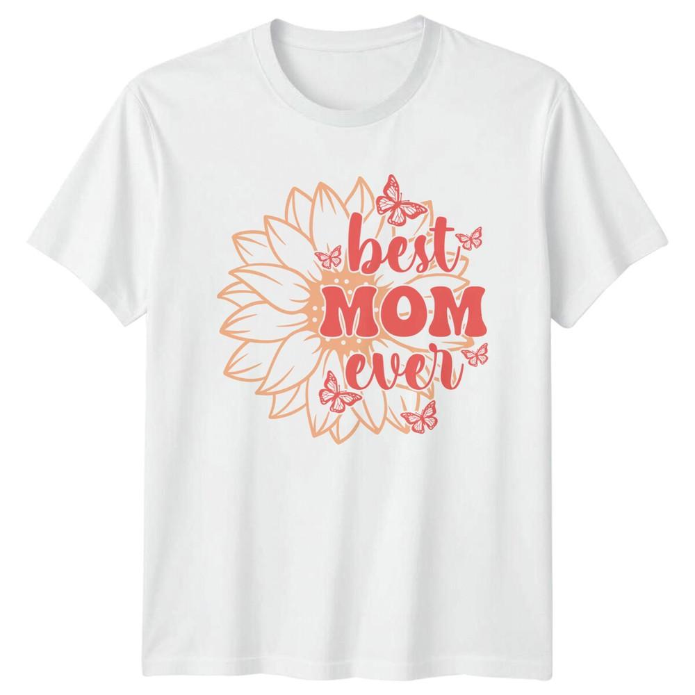 Best Mom Ever Butterfly Sunflower Mothers Day Graphic TShirt S