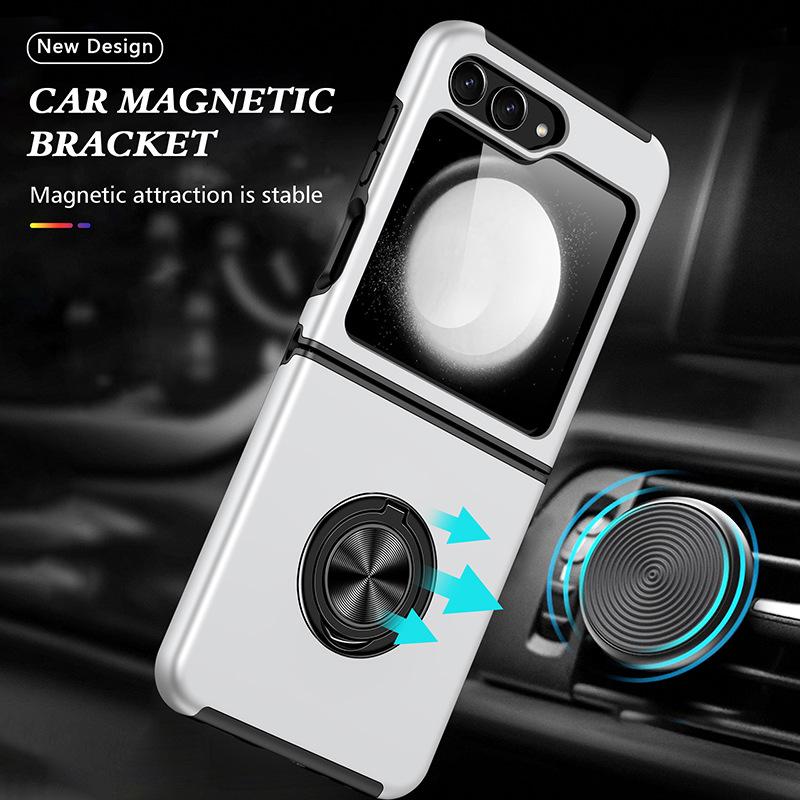 Folding Phone Case Solid Color Retro Bracket Magnetic Phone Case for ZFLIP7 for Samsung Phone Case