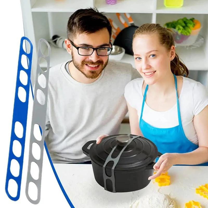 1/3pc Silicone Lid Strap 54cm Outdoor Camping Cookware Fixing Band Reusable Universal Lid Belt Adjustable Pots Bowls Strap