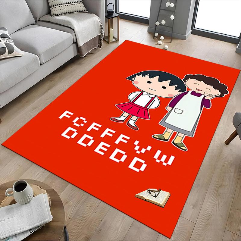 1 Stück Chibi Maruko Chan Abenteuer Teppich für Spielzimmer Schlafzimmer Wohnzimmer Sofa Heimdekoration, Kinder Spielbereich Teppich Rutschfeste Bodenmatte Y72816