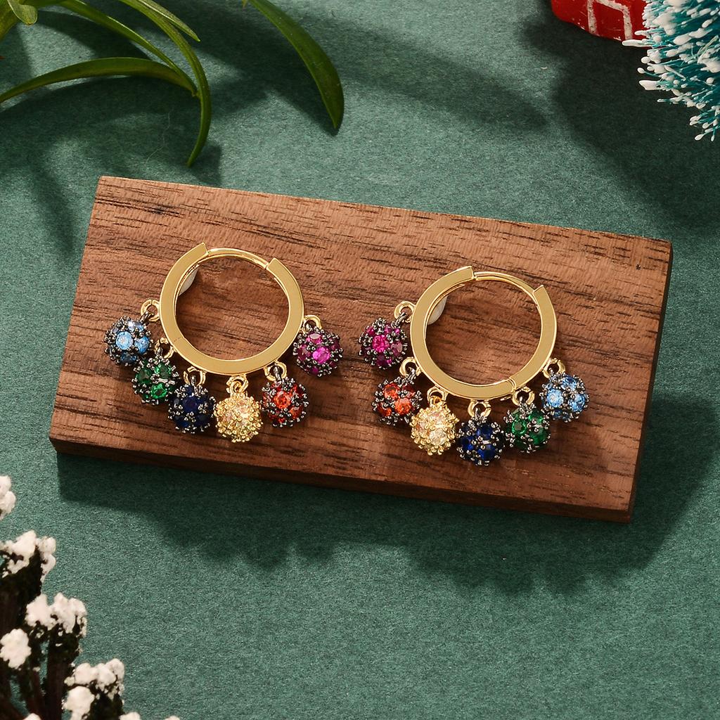 Color Personalized European and American Style Earrings Love Geometric Zircon Christmas Color Retention Earrings Creative Stud Earrings