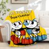 1pc Cuphead,Mugman,Minimalist Print Flannel Blanket Suitable for All Seasons, Perfect for Home, Travel, or Camping  28