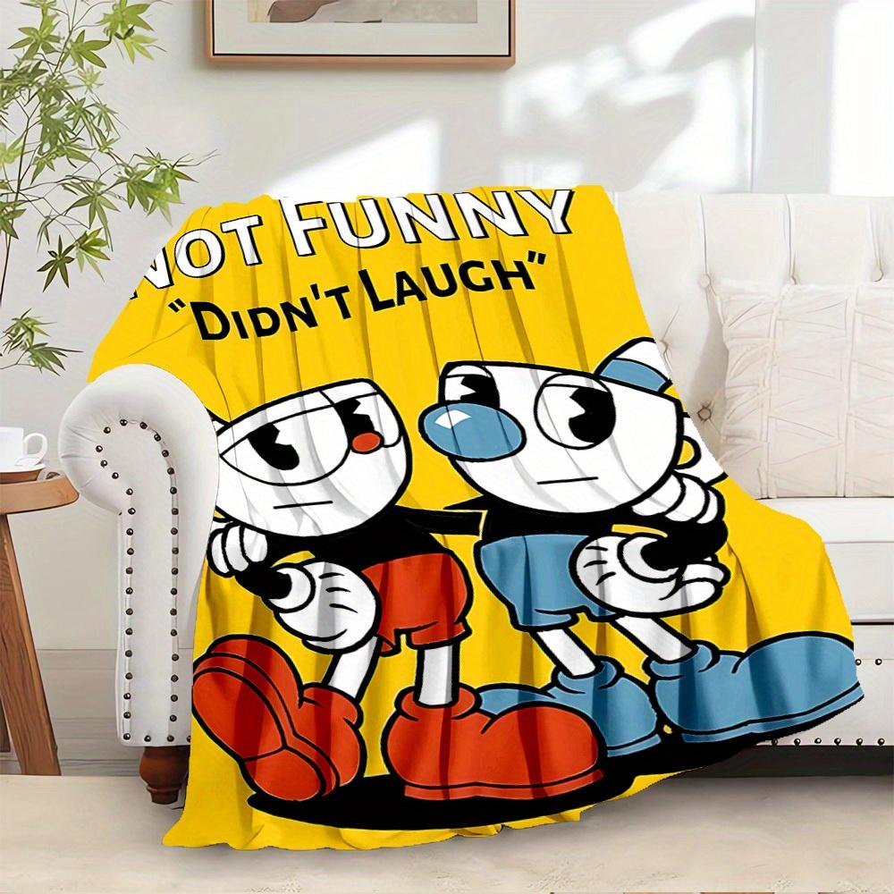 1pc Cuphead,Mugman,Minimalist Print Flannel Blanket Suitable for All Seasons, Perfect for Home, Travel, or Camping 28