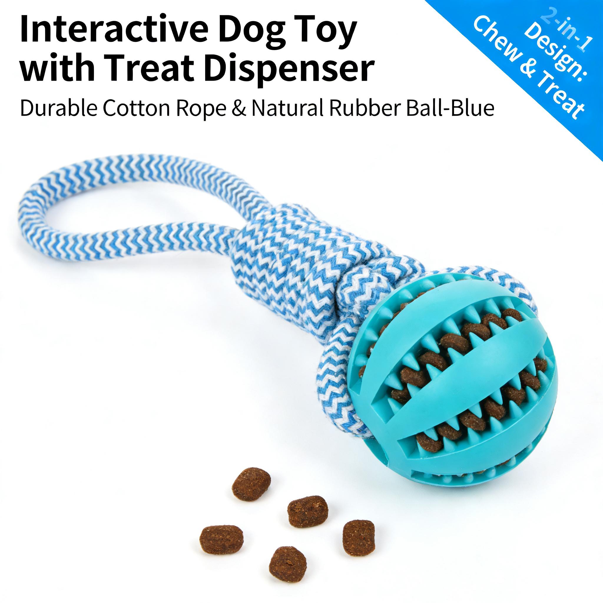 

2-in-1 Dog Chew Toy with Treat Dispenser Durable Cotton Rope Natural Rubber Ball for Small Medium Dogs Teeth Cleaning United States