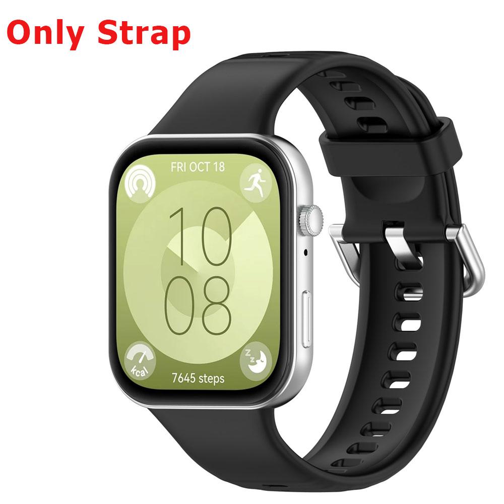 Silicone Watch Strap + Protective Case For Huawei Watch Fit 3 Watchband Bracelet Band Correa Screen Protector Cover Shell