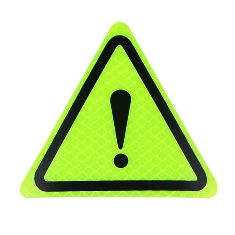 

1PC Triangle Exclamation Mark Reflective Warning Sign Car Sticker Night Driving Safety Reflective sticker for Car Anti-Collision зелений