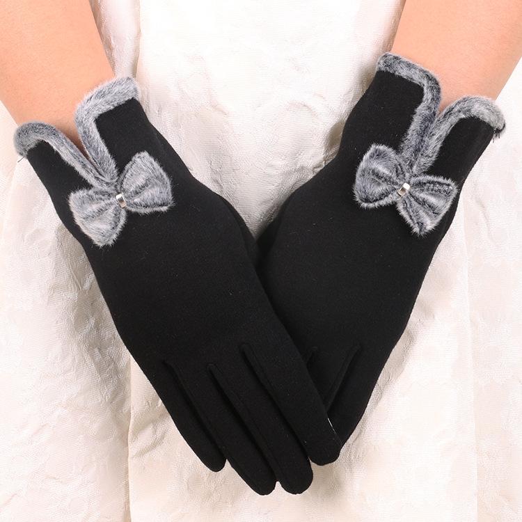 Damen Touchscreen Schleifenhandschuhe für Outdoor & Autofahren: Dicker Samt für Wärme