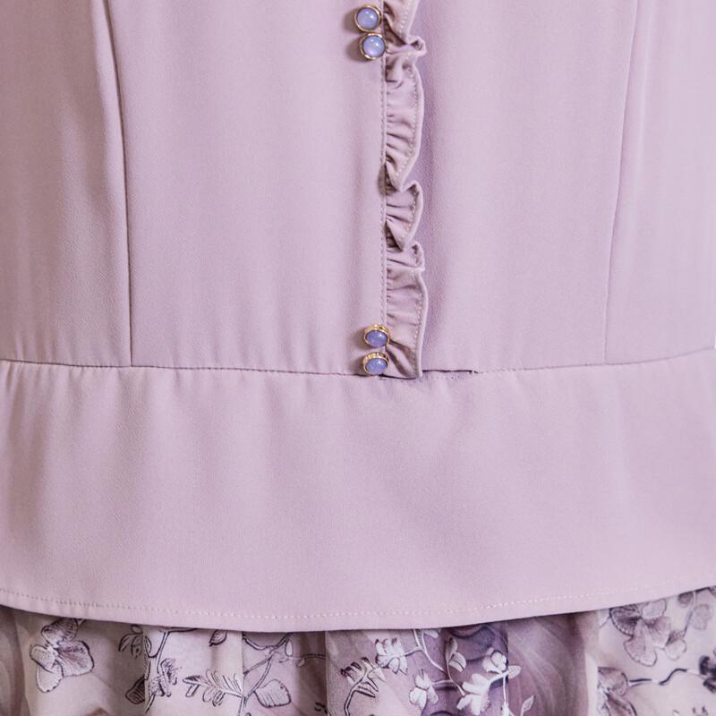 Paster Women's Floral Chiffon Faux Two-Piece Summer Dress